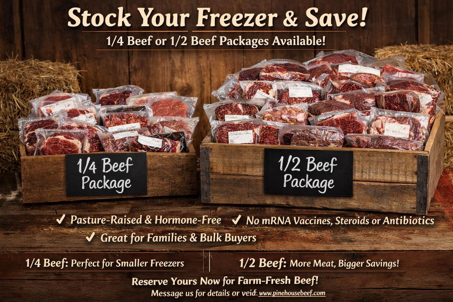 Pine - 🥩 1/4 & 1/2 Beef Packages Available! Stock your freezer with ...