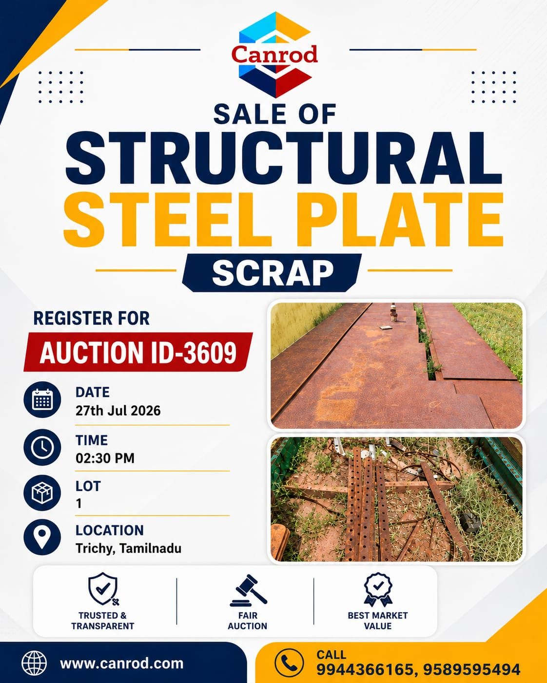 Canrod - Sale of Structural Steel Plate Scrap – Online Auction