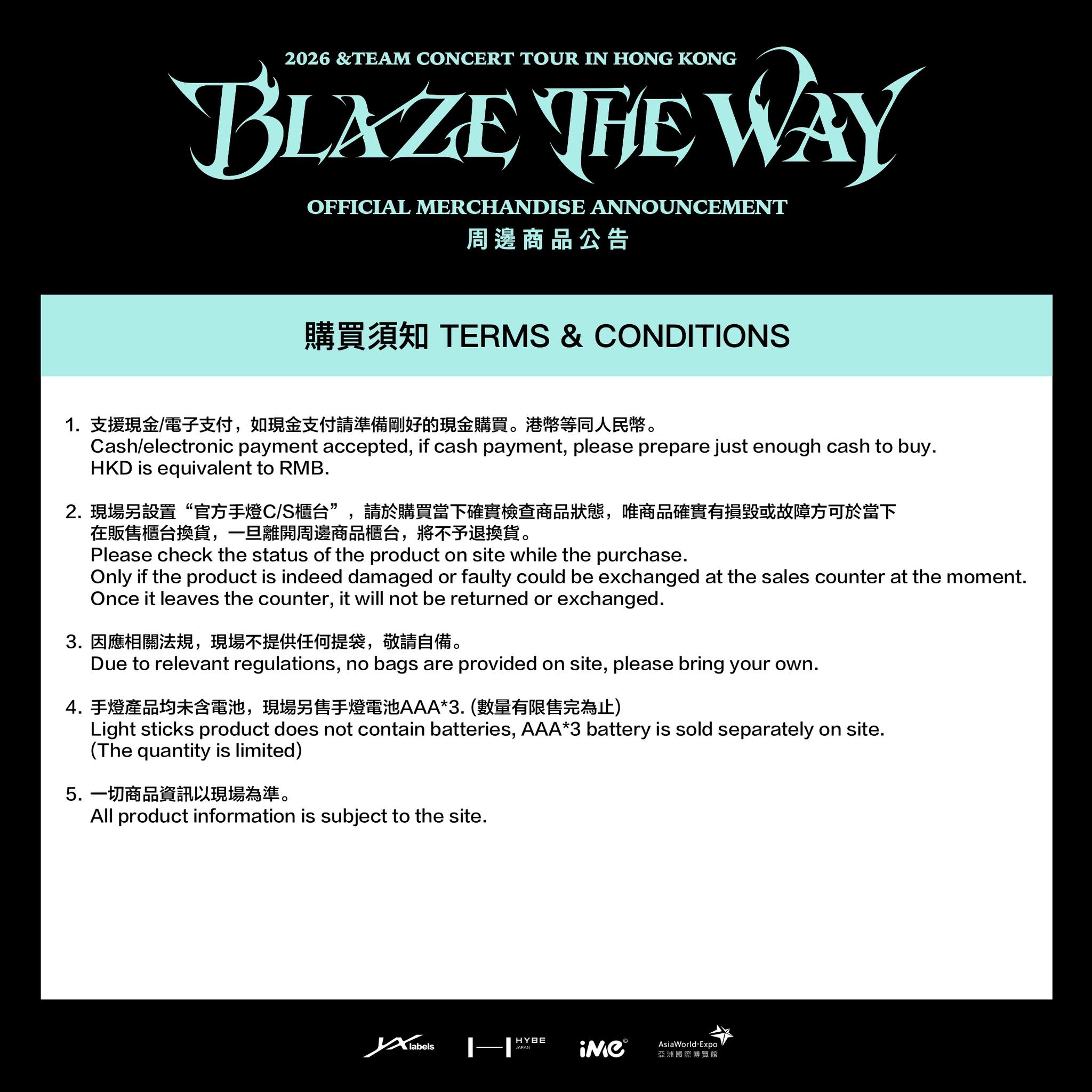 2026 &TEAM concert tour 'Blaze The Way' merchandise in Hong Kong