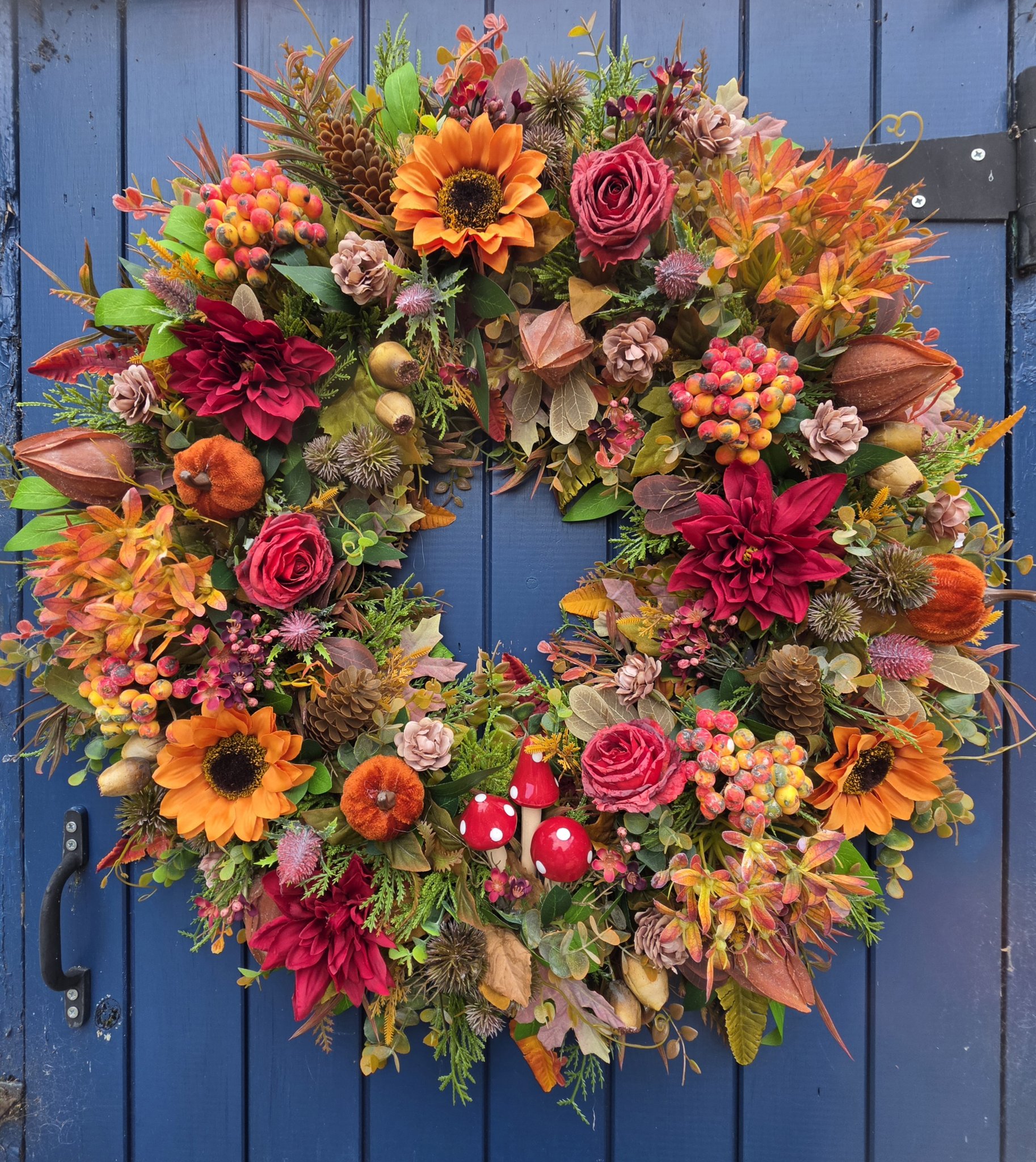 Autumn Veil door wreath with real dried flowers for sale