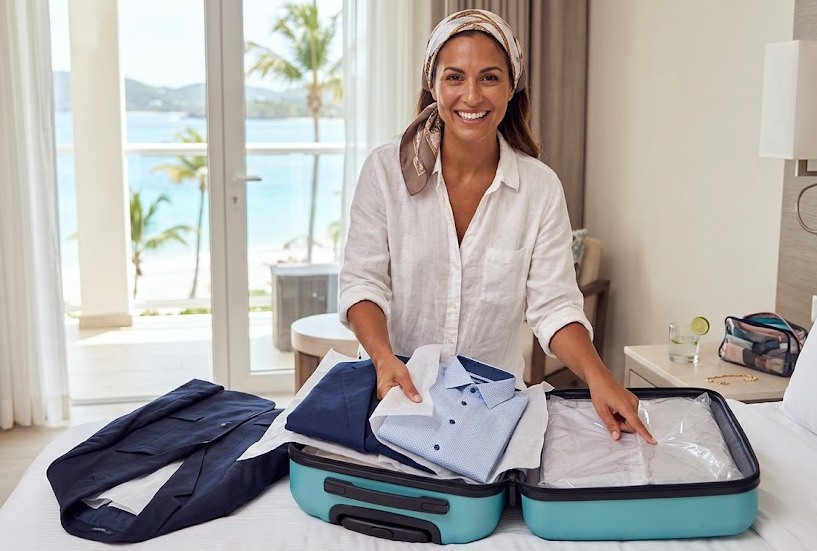 How to pack an elegant night dress in luggage without wrinkling it?