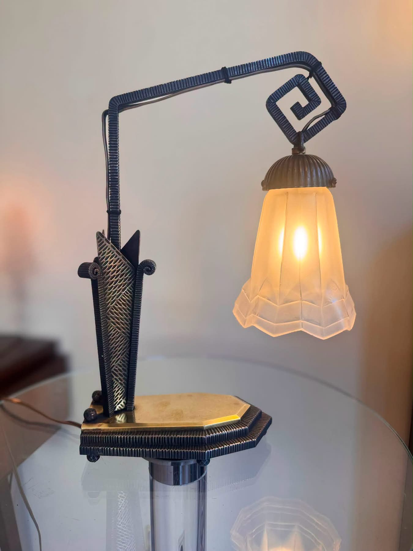 Extraordinary and Important Art Deco Lamp by Degué (David Guéron