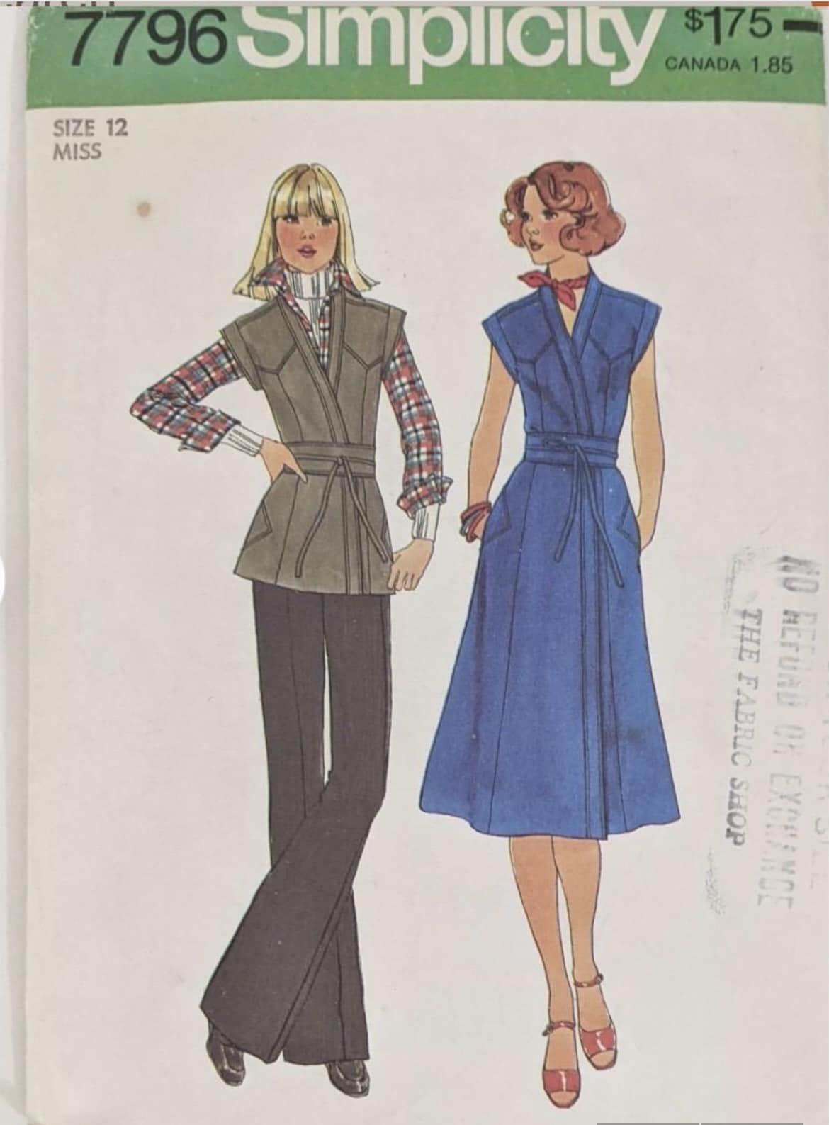 昭和レトロ　洋裁 1976 Simplicity pattern 7699 for denim and flannel dresses