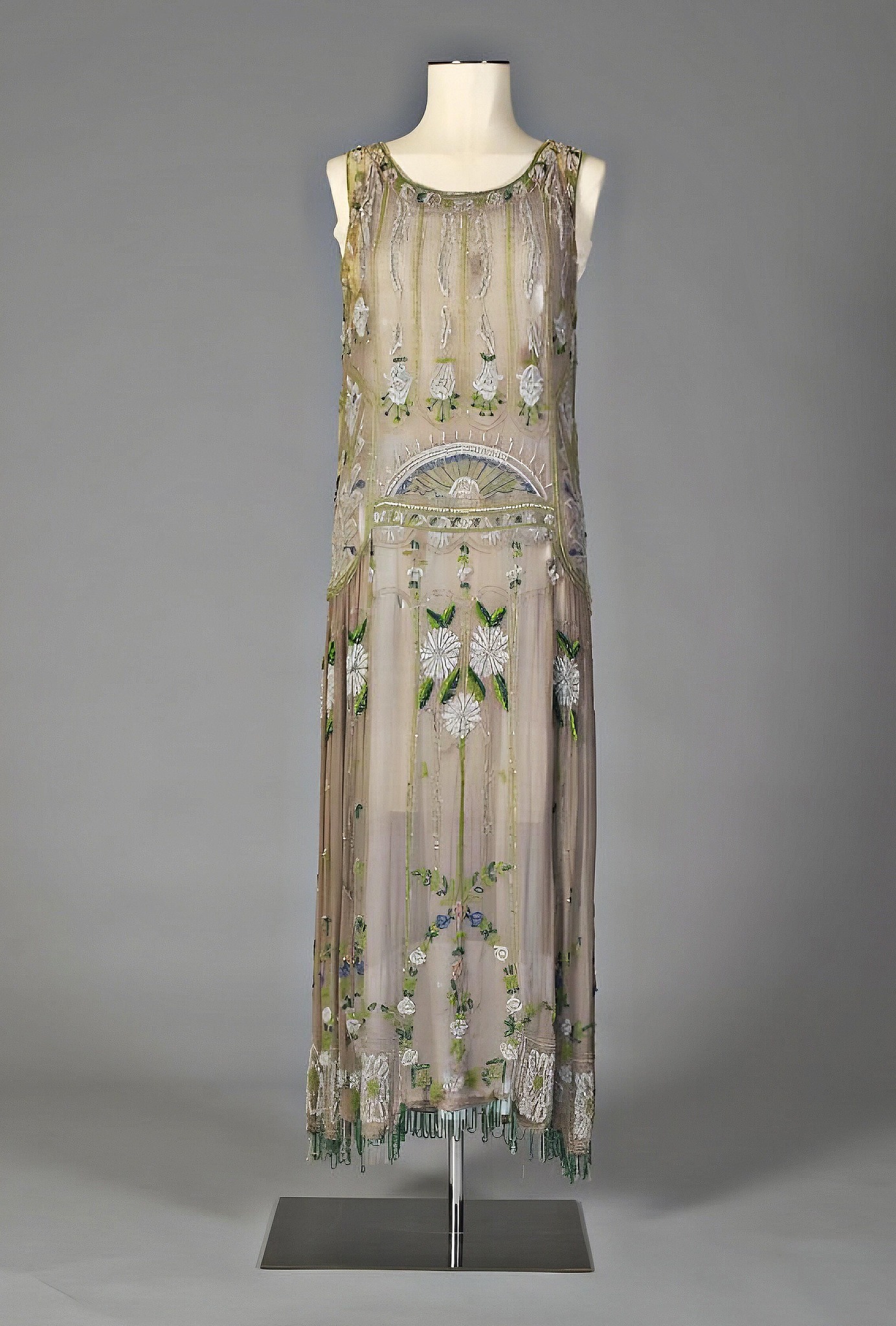 beaded evening dresses 1920 Beige-grey dress from the early 1920s downton abbey 1920s evening dress Flare Sleeve Beach Cover Color:Champagne Pink channelling the exuberance of Fancy Dresses