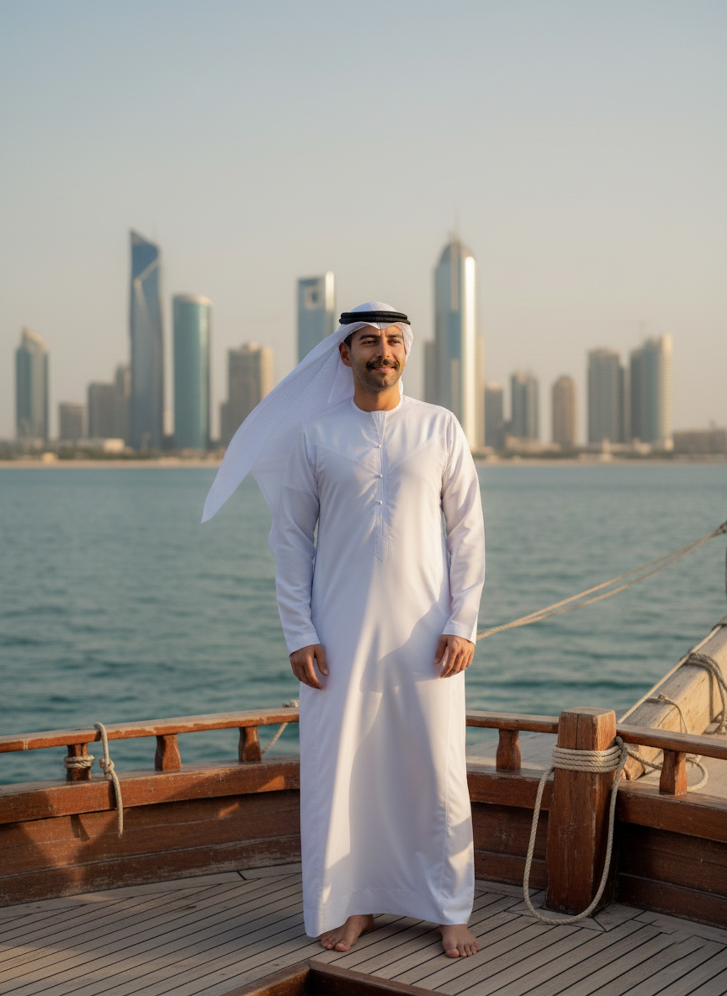 Abd - 🇧🇭 A late-20s man, in a traditional white thobe, a white ghutra ...