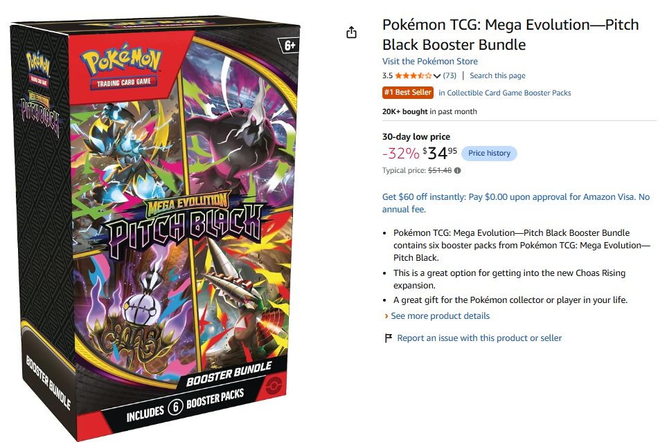 Pitch Black Booster Bundle up for $34.95 on Amazon! https://amzn.to/4yTc4rv Limit 5. Sold and shipped by Amazon