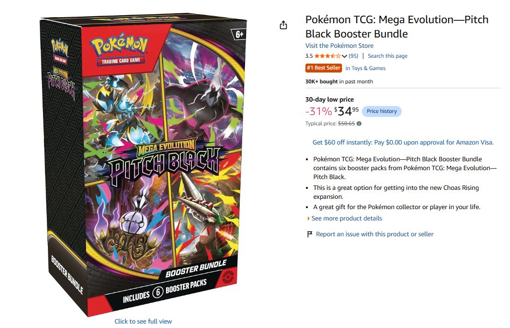 Pitch Black Booster Bundles Restocked for $34.95 on Amazon! https://link.amazon/B00ZcJ19K Limit 5. Sold and shipped by Amazon