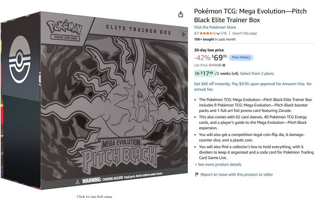 Pitch Black ETB Checking Out for $69.95 on Amazon! https://link.amazon/B08EGEWsj Limit 3. Sold and shipped by Amazon