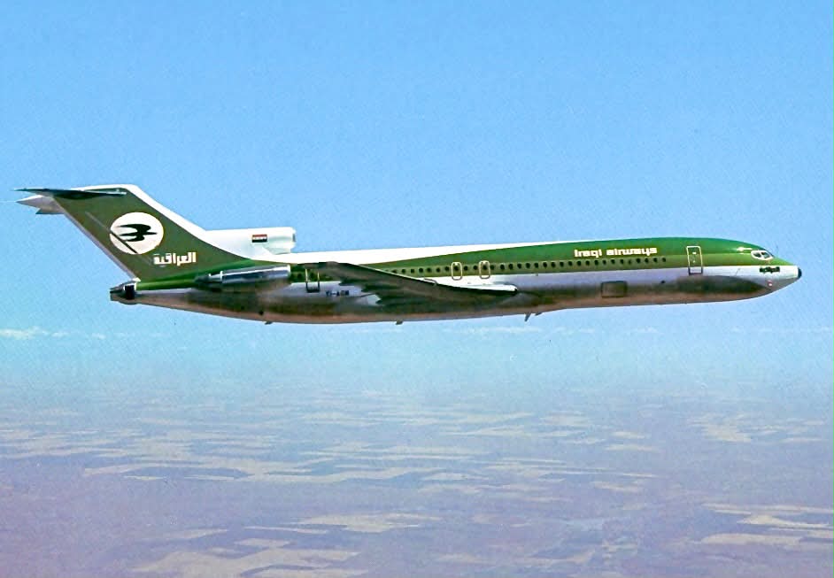 Iraqi Airways B727-270, YI-AGK, waiting to go, runway 27R, London