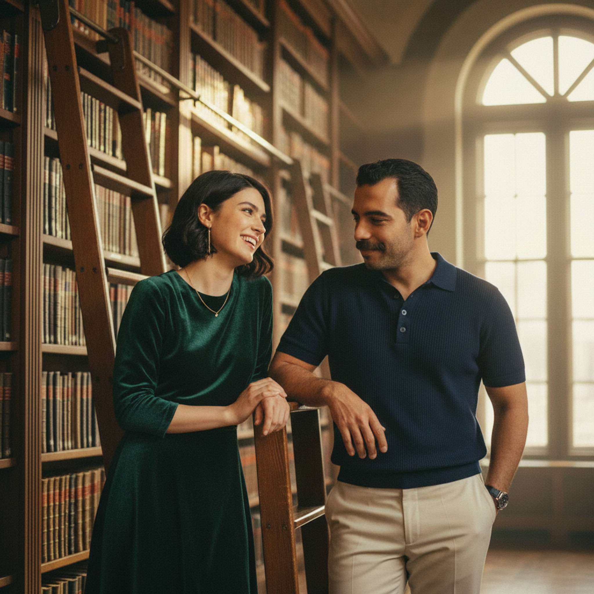 Abd - The Heritage Library: An intimate medium shot in a grand, sun ...