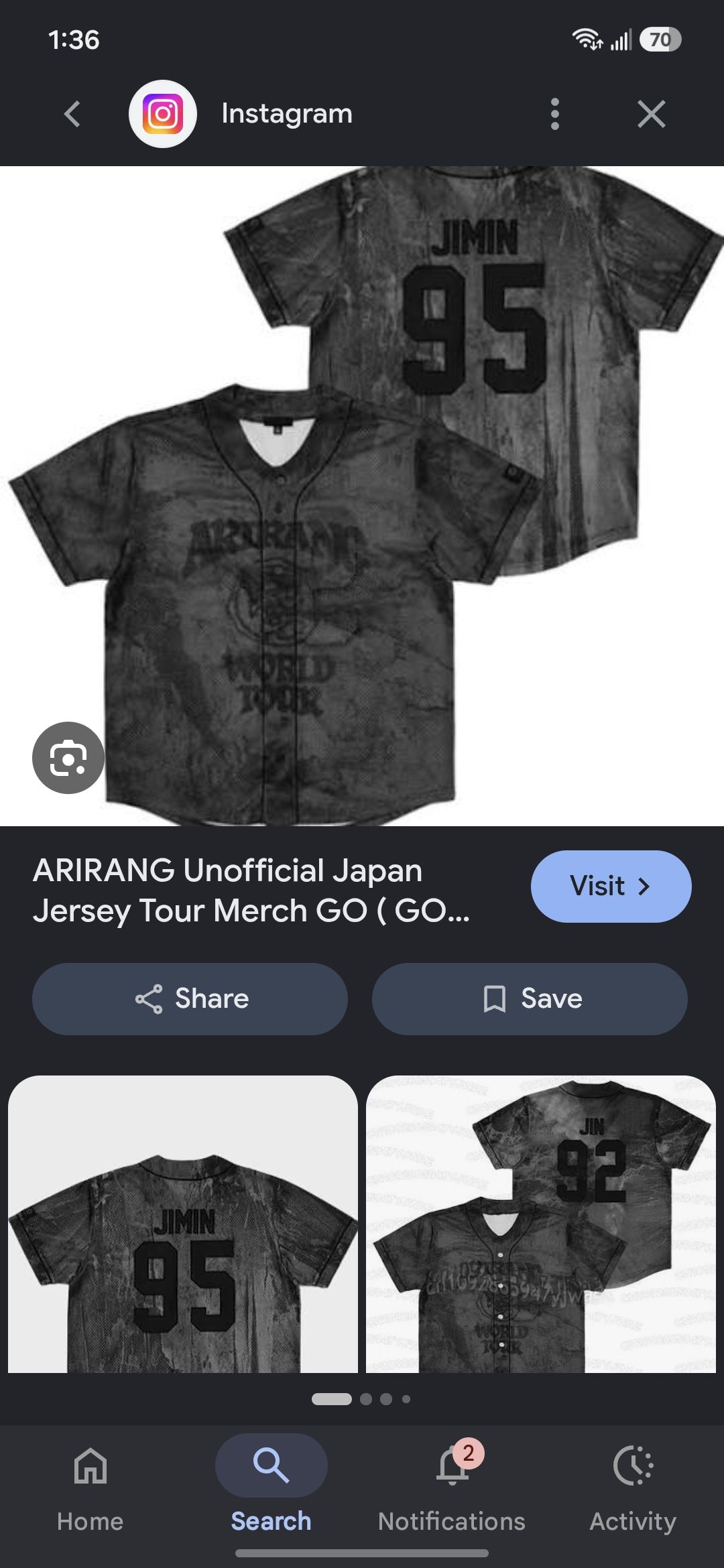 Who can grab a Jimin or RM XL jersey at BTS merch in Toronto?