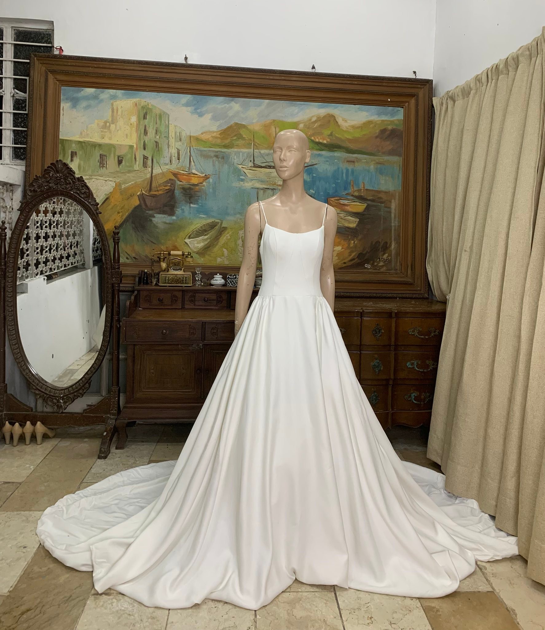 high neckline open back dress Elegant Long Neck Mermaid Backless Wedding wk15 Size Guide:14 Vintage Restored Organic Modern Heavenly Blue