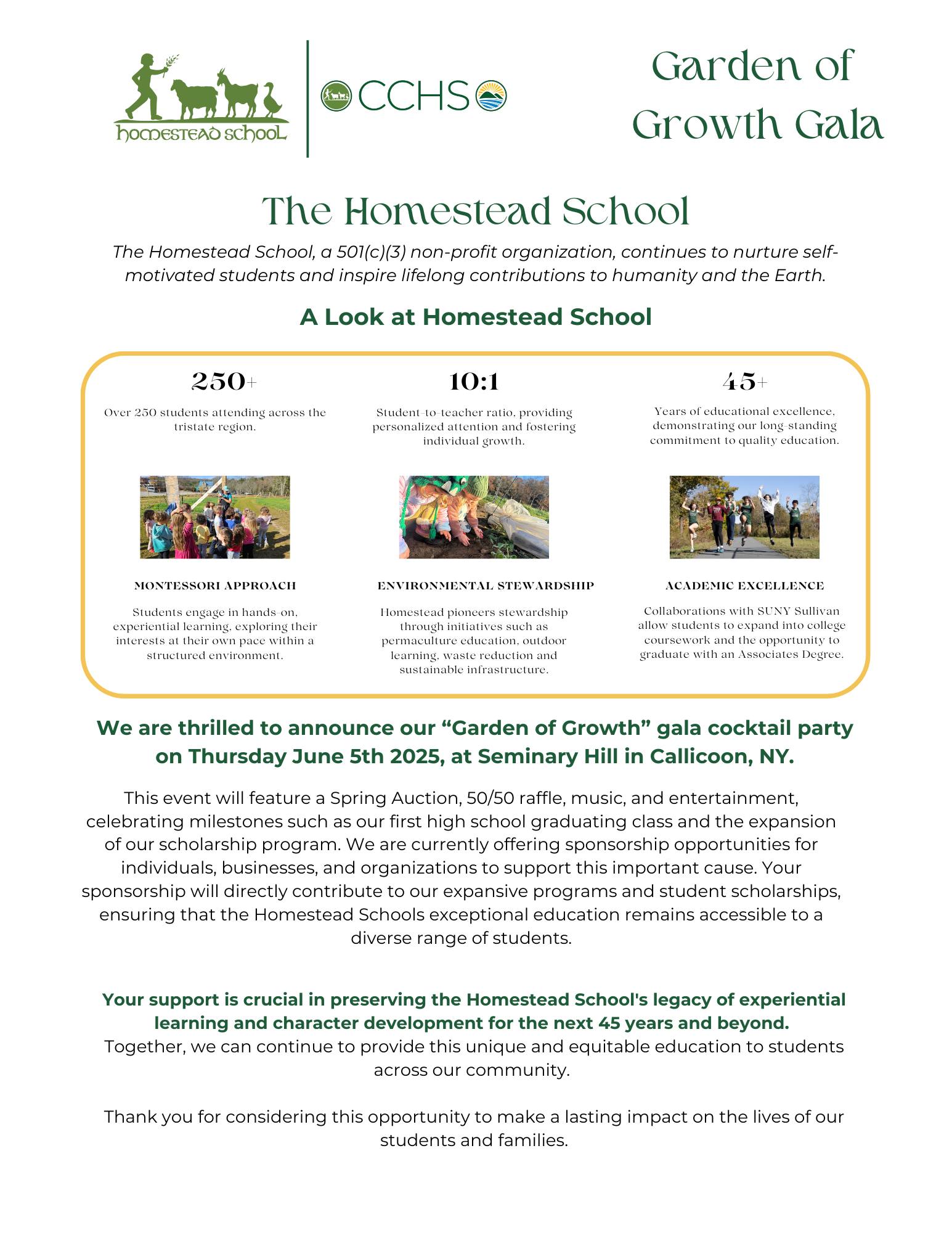 We are excited to announce The Garden... - Homestead School | Facebook