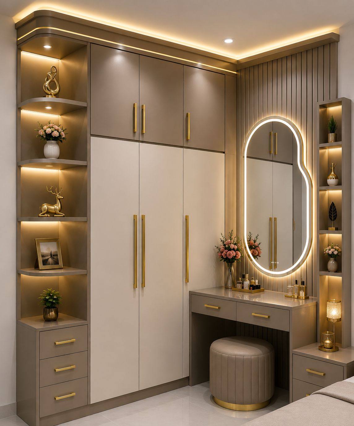 interior master bedroom wardrobe design with dressing table So beautiful corner 💞 Dresses For Kids Cute Color:JAVA lace evening gown Small bedroom