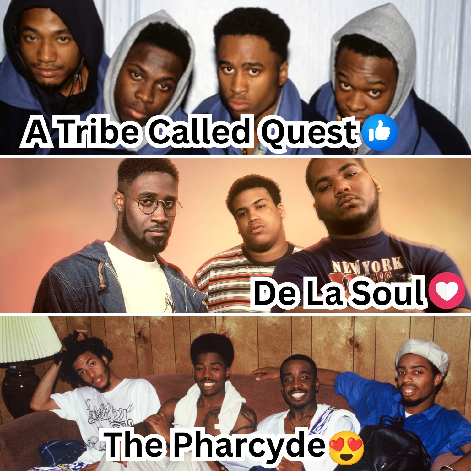 Which hip hop group is best: A Tribe Called Quest, De La Soul, or