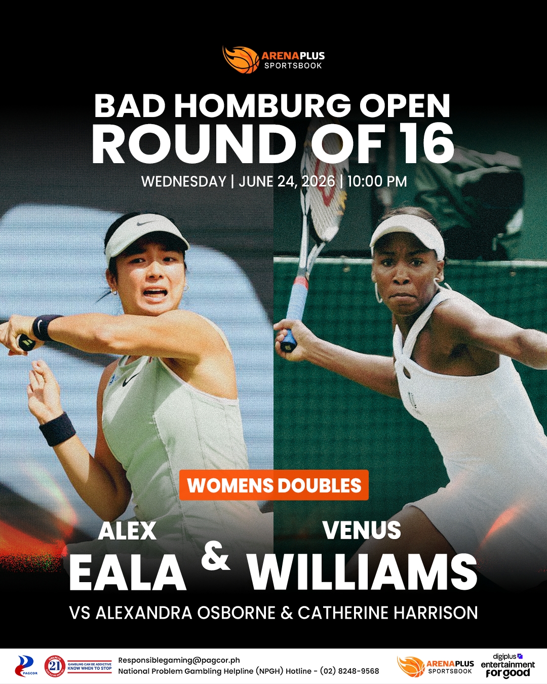 alex de coria チラシ ArenaPlus - A rising Filipina star. A tennis legend. ⭐ Alex Eala