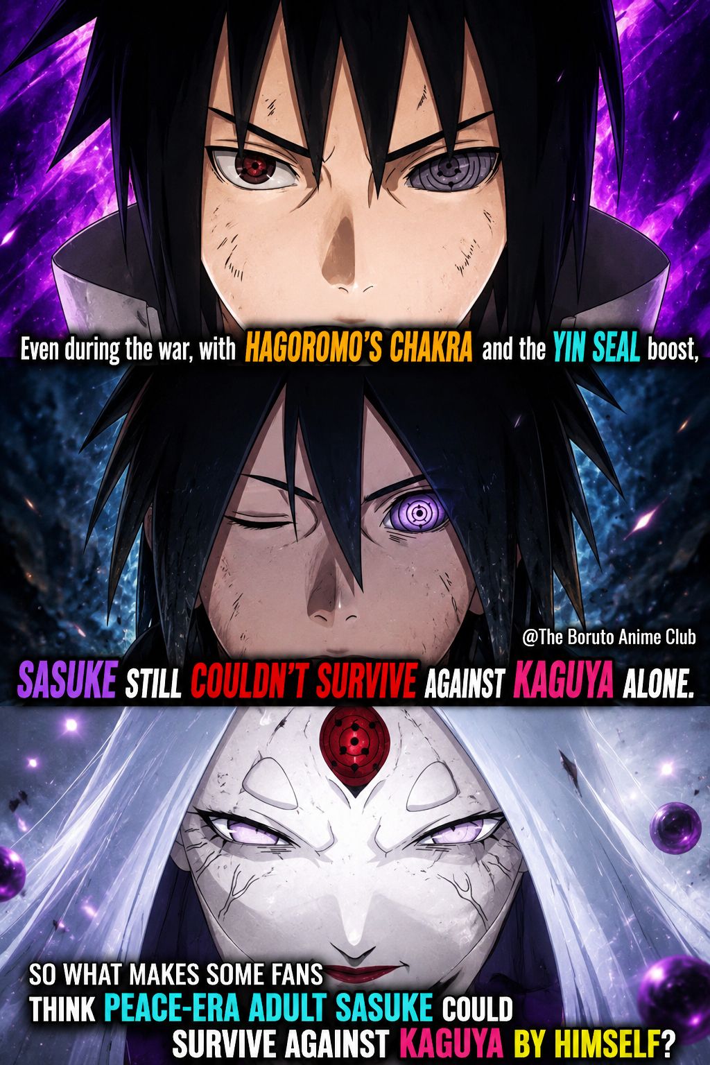 Why do some fans believe adult Sasuke can solo everyone when that
