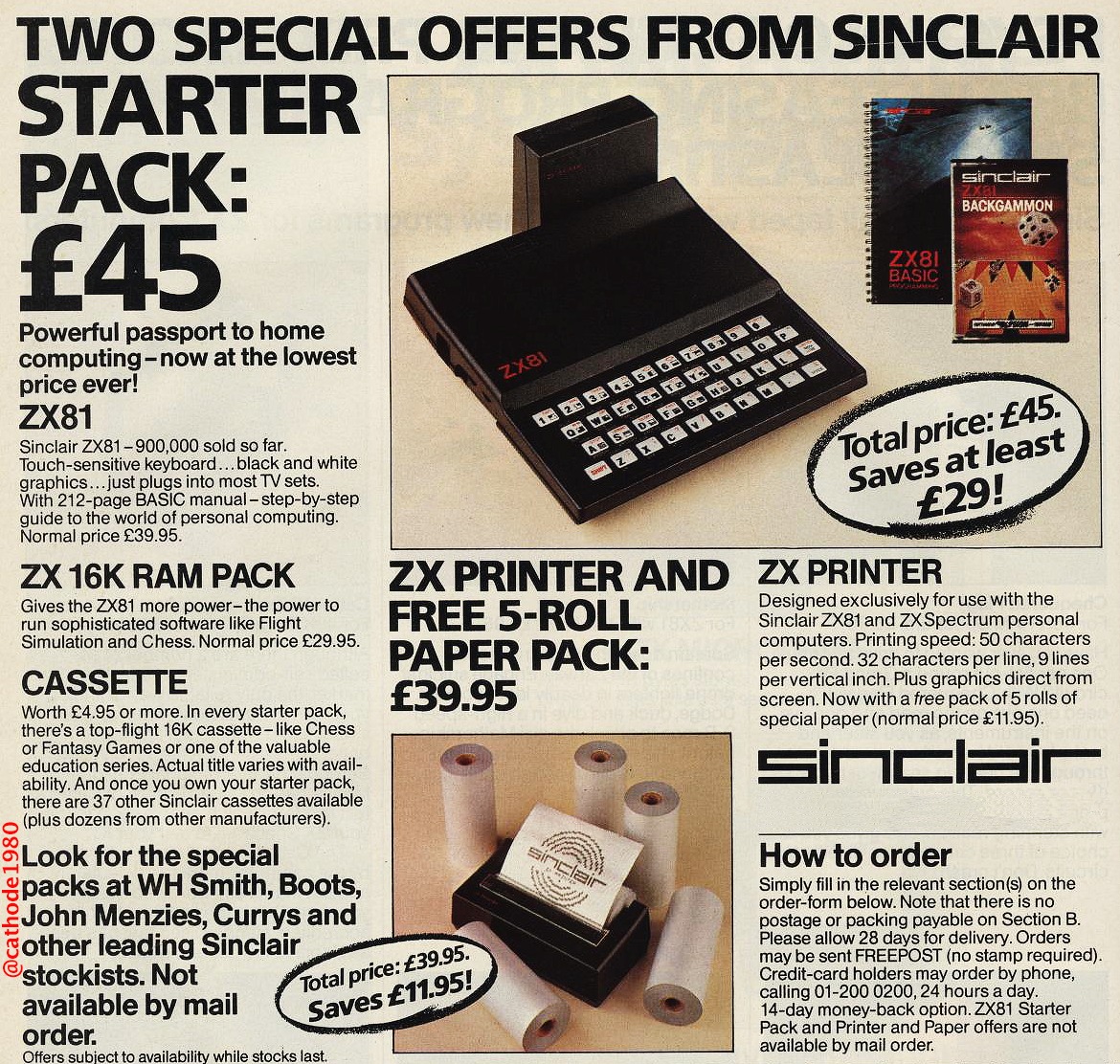 Sinclair ZX81 starter pack £45 special offer