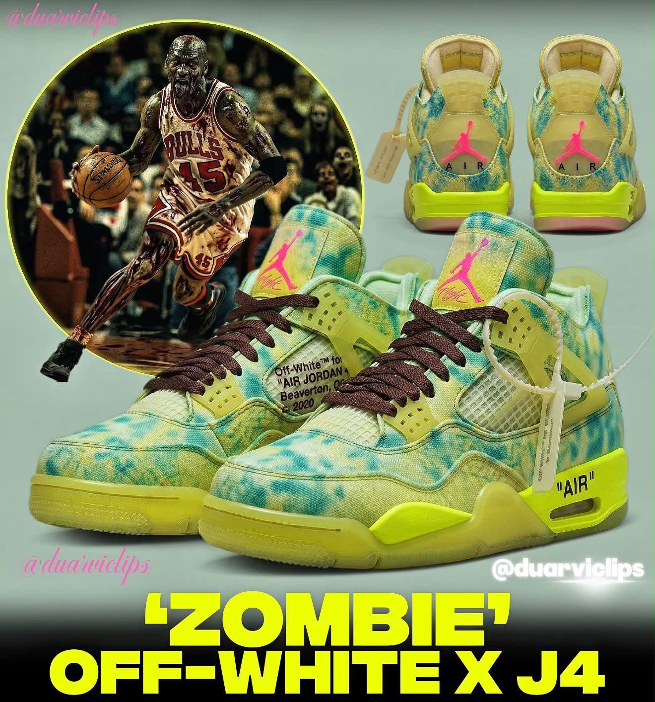 ZOMBIE' Off-White x Air Jordan 4 🧟‍♂️🏀🥎