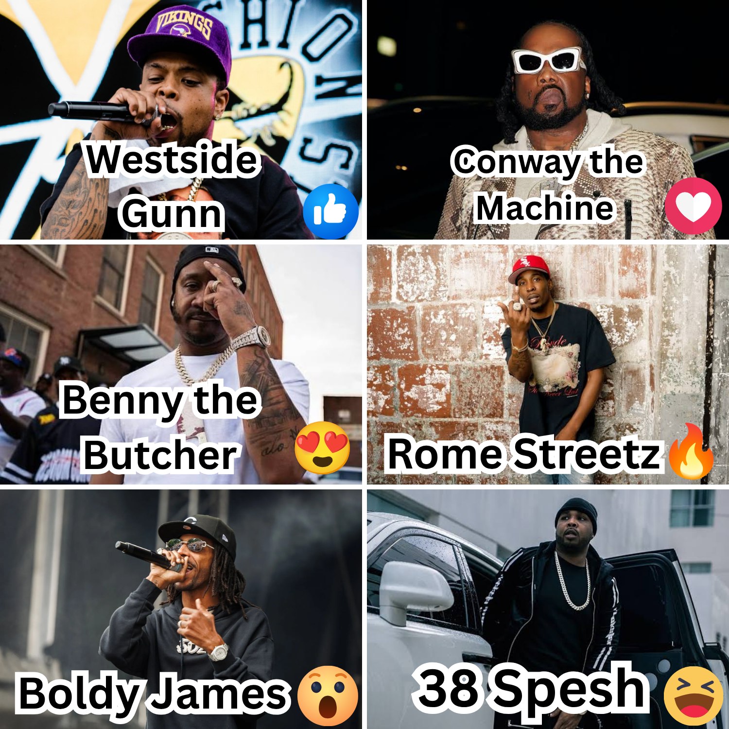 👍 Westside Gunn / ❤️ Conway the Machine / 😍 Benny the Butcher