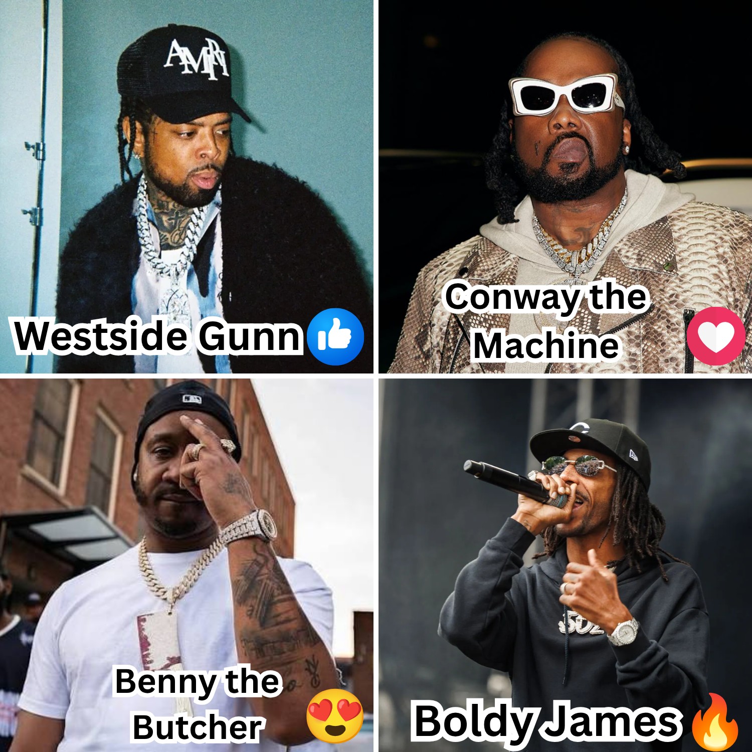 👍 Westside Gunn / ❤️ Conway the Machine / 😍 Benny the Butcher
