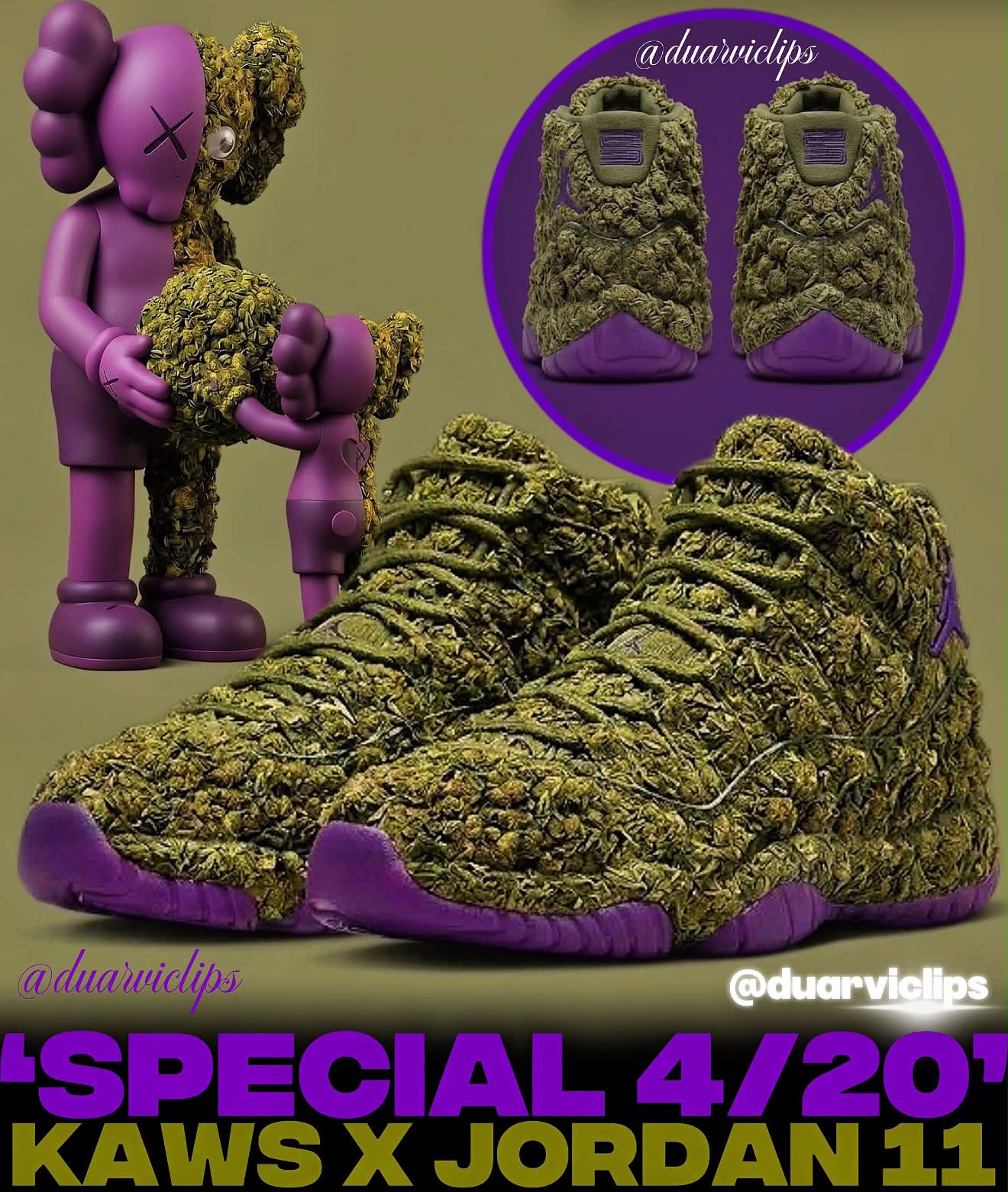 SPECIAL 4/20' Kaws x Air Jordan 11 🪻🍃💨