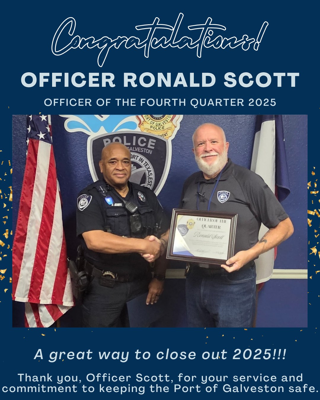 👮‍♀️ Today marks the... - Port Of Galveston Police Department | Facebook