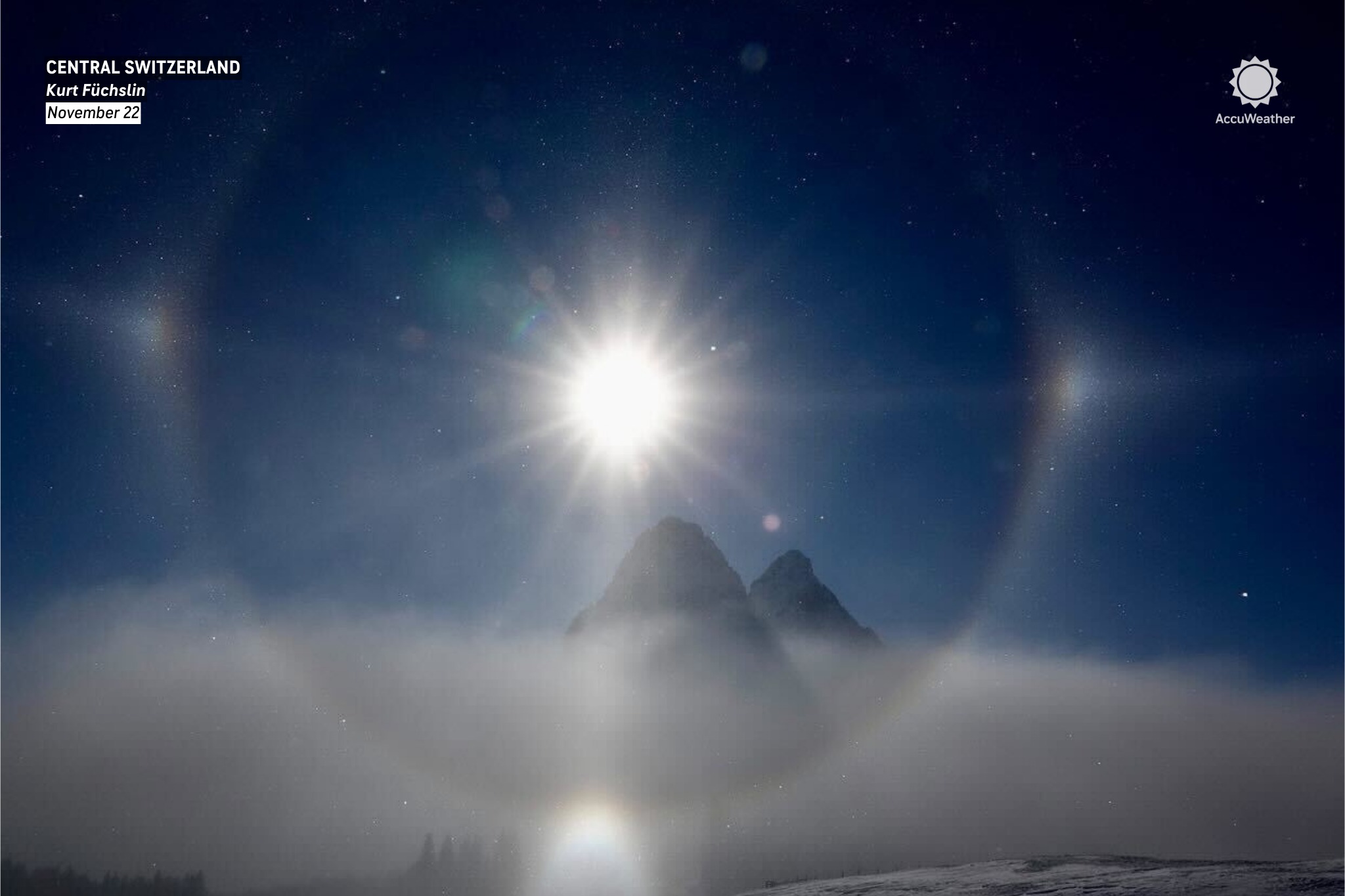 AccuWeather - A brilliant 22-degree halo and sundogs lit up the sky ...