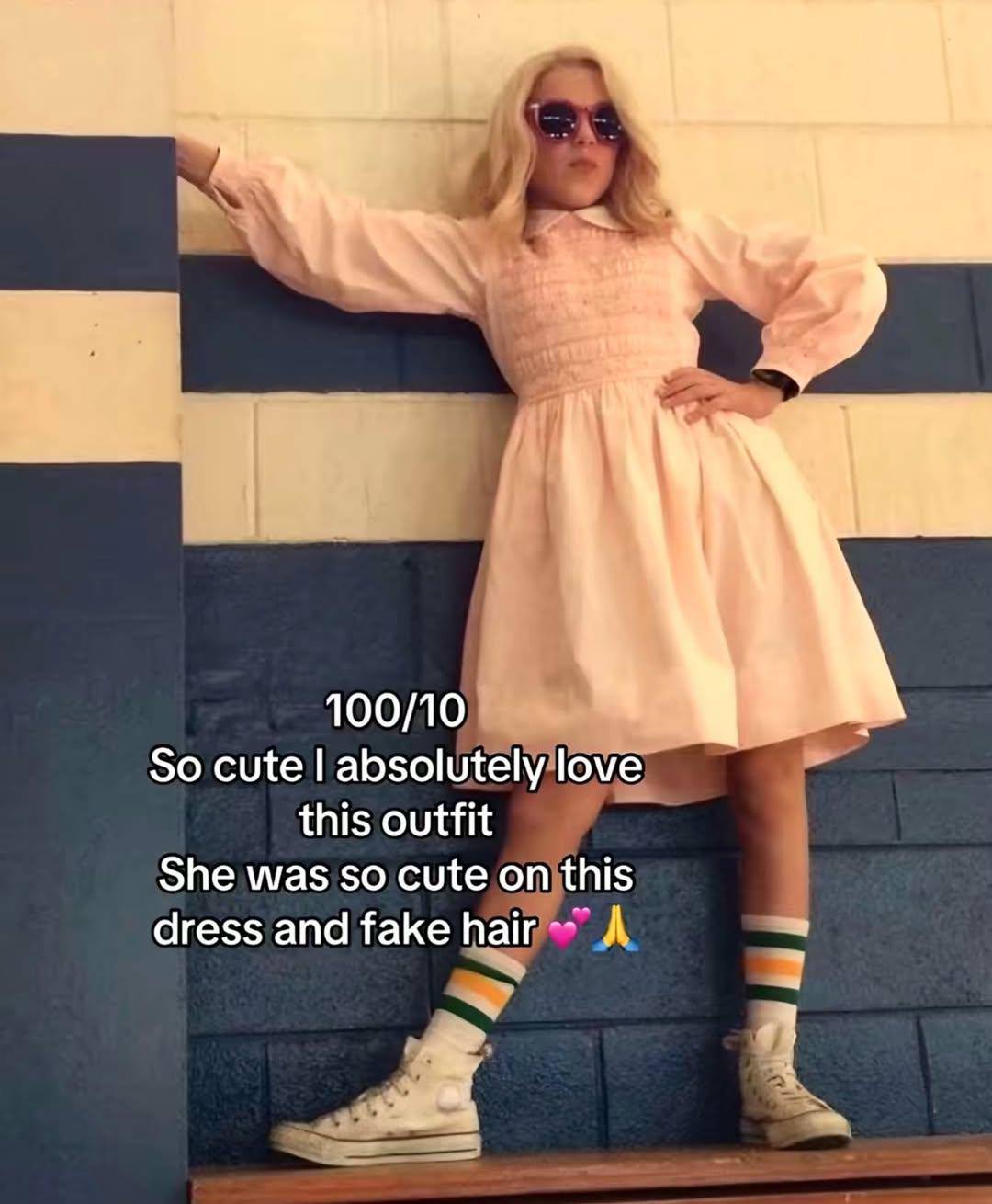 open lace back dress Stranger Things Eleven Pink Dress Costume, Adult