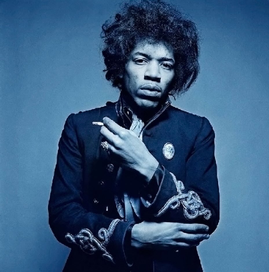 Gered Mankowitz's classic shot of Jimi Hendrix smoking taken at