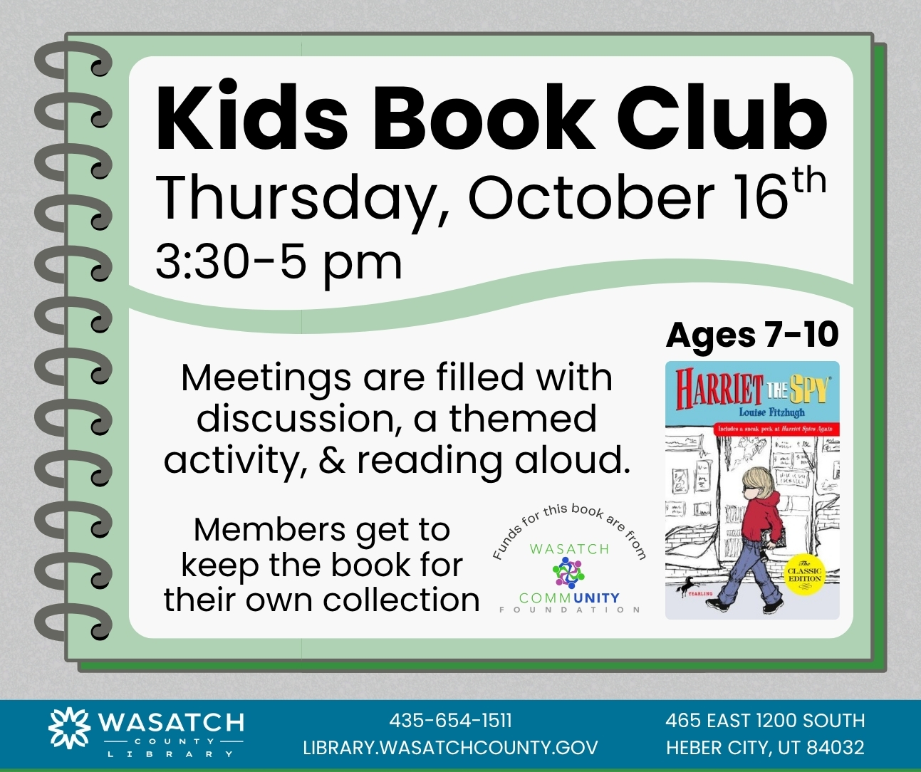 Wasatch - Did you know we have a Kids Book Club? This month, we’re ...