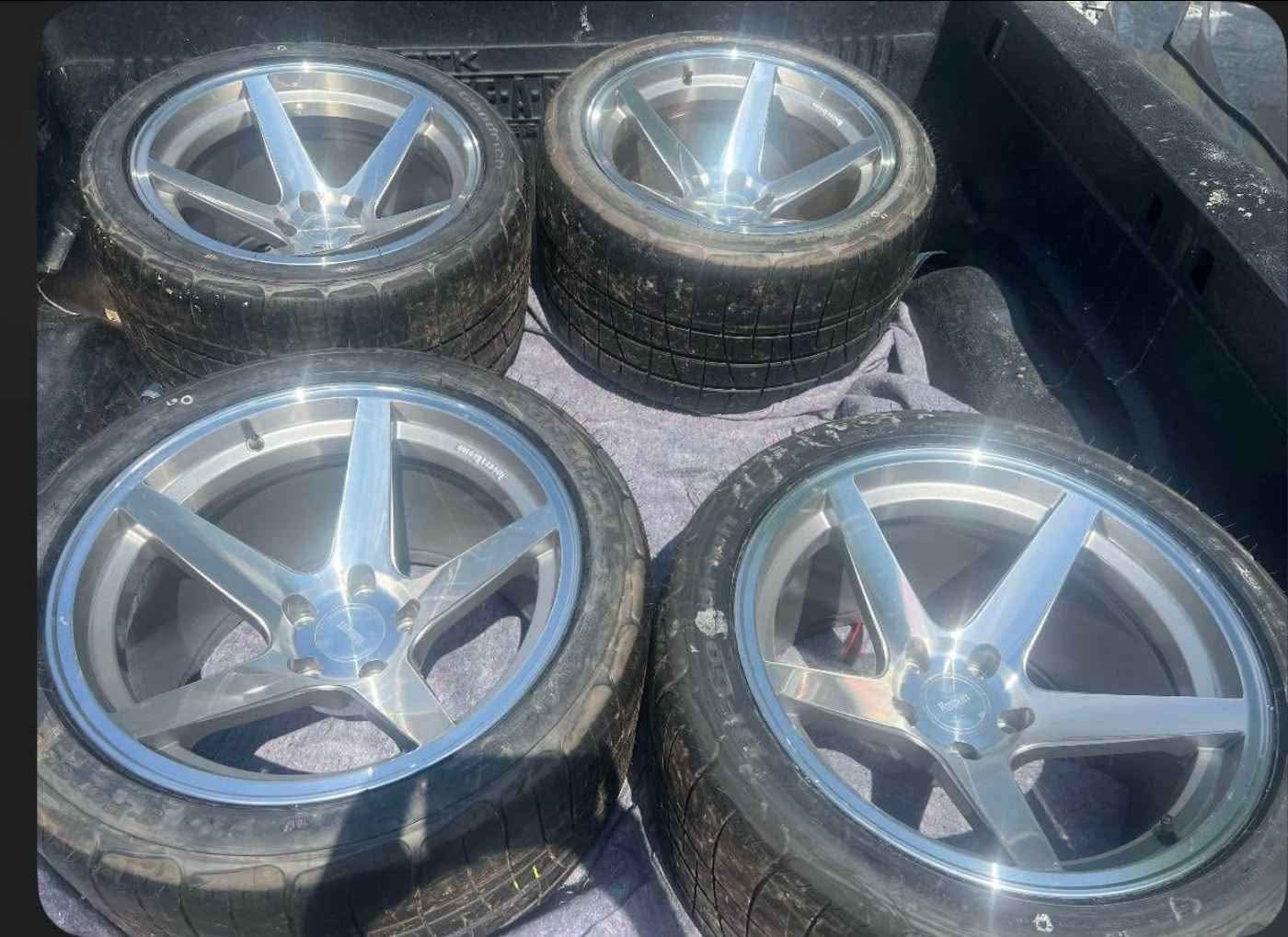 New Rocket Racing Flare 18x12 Wheels Offset 5x120 65 + 2 New Tires ...