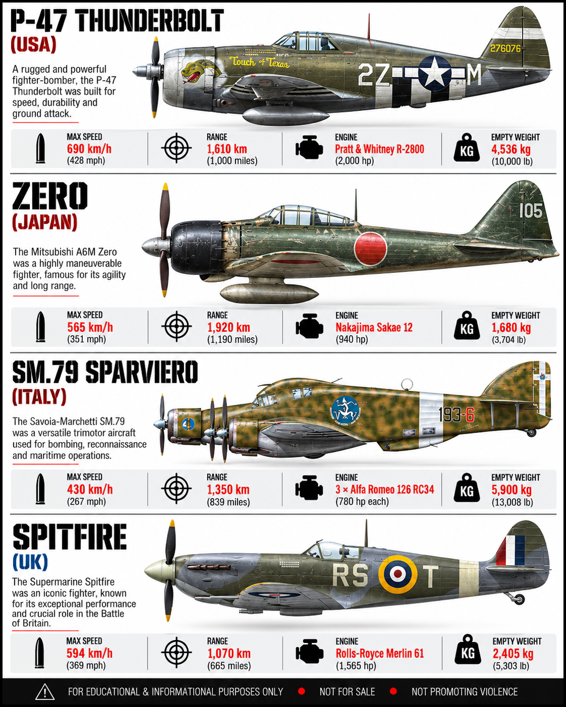 WWII Fighter Aircraft Comparison : P-47 Thunderbolt (USA