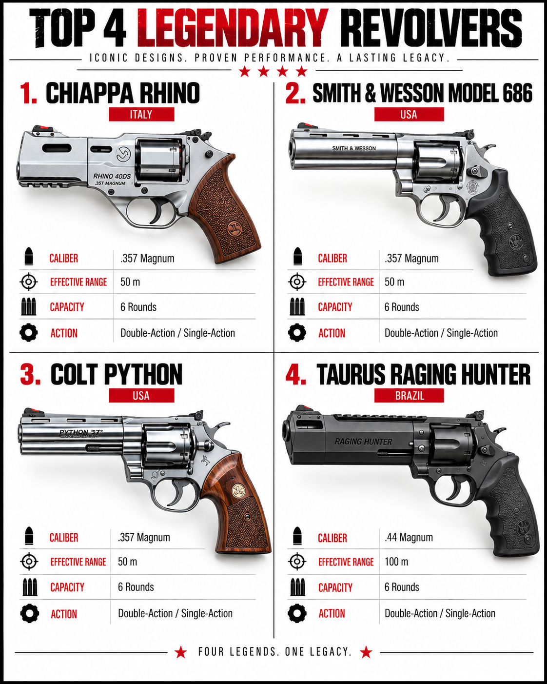 Top 4 Legendary Revolvers — Iconic Designs Through History Four