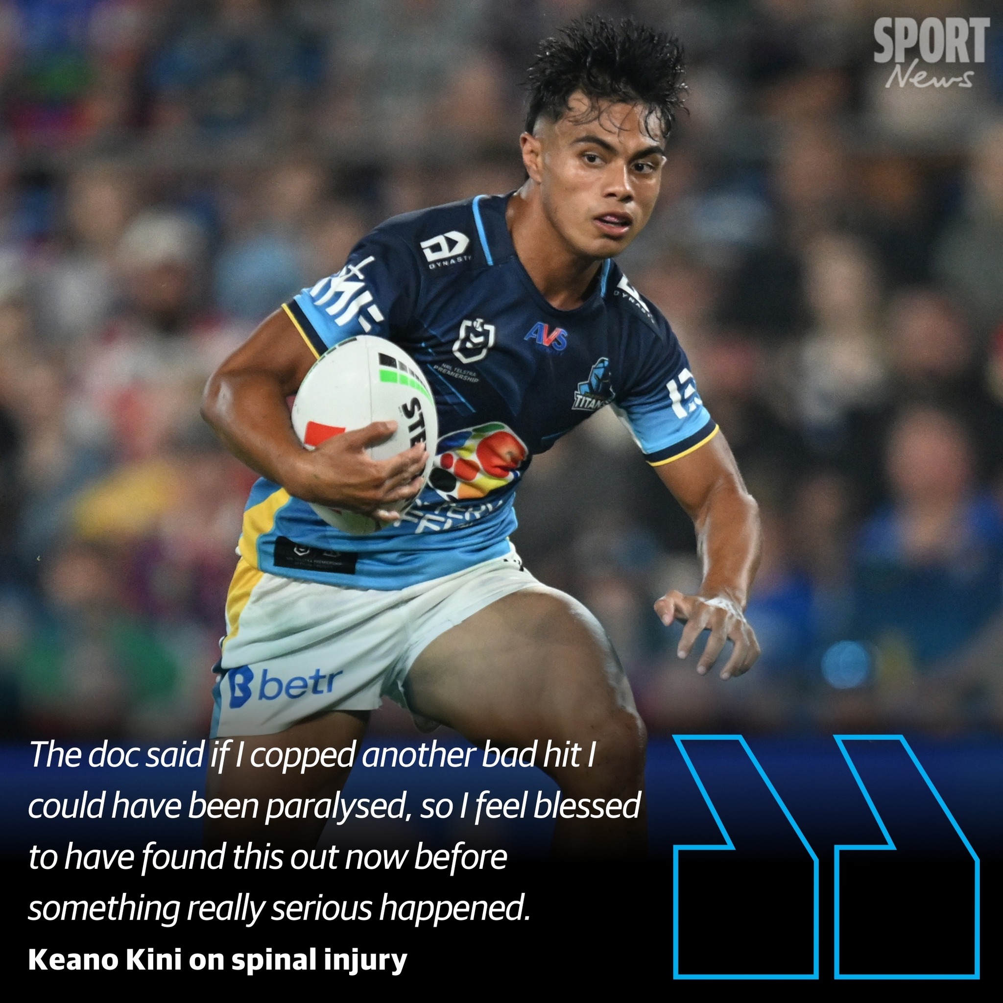 Maroons - Titans star Keano Kini was millimetres away from being ...