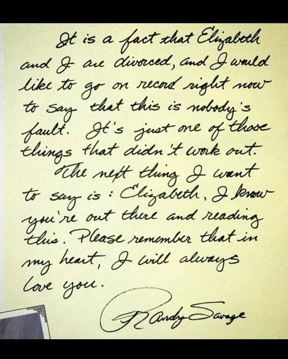 Chris Van Vliet - Randy Savage wrote this letter to Miss... | Facebook