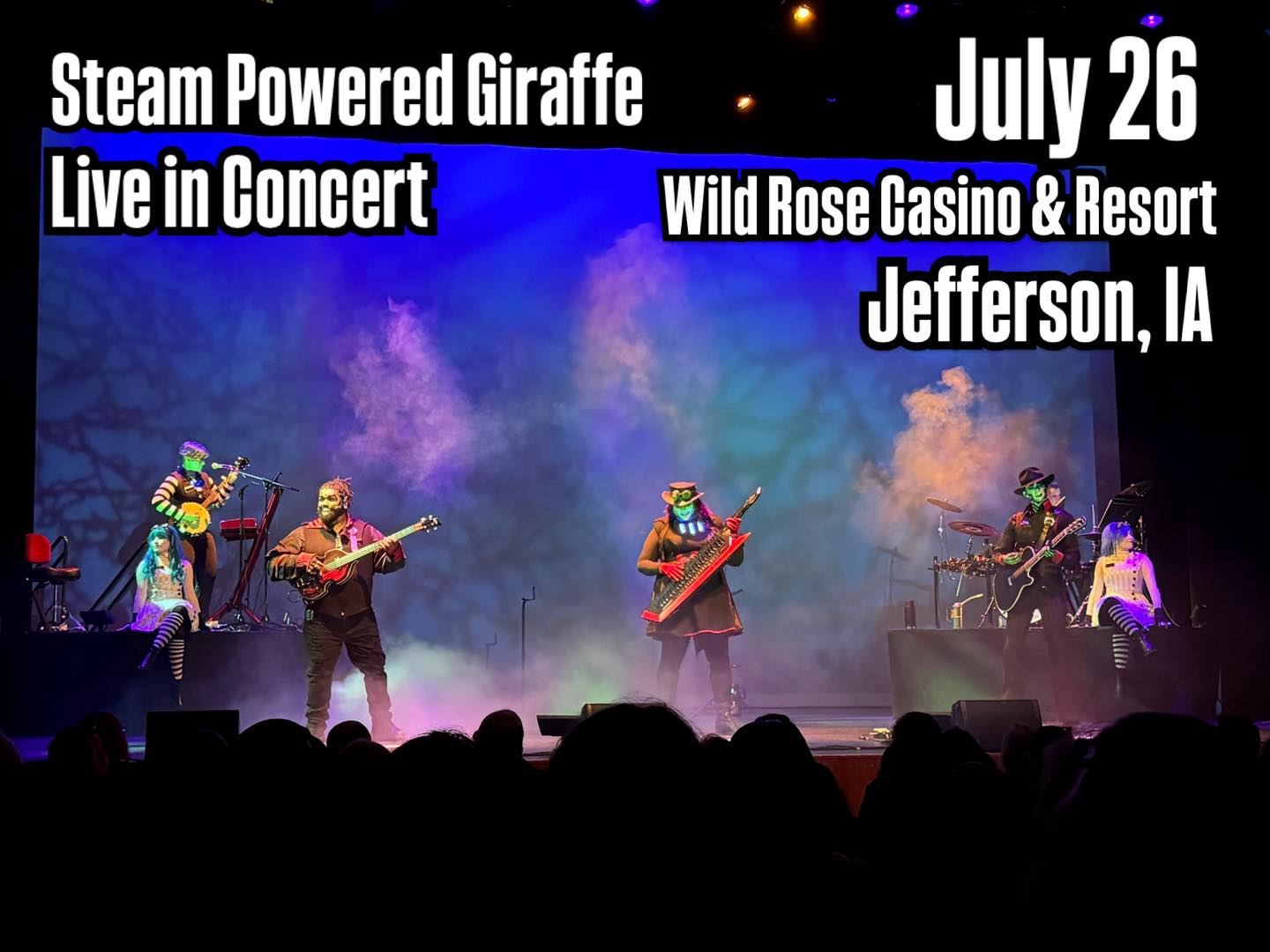 Steam Powered Giraffe live concert at Wild Rose Casino on July 26