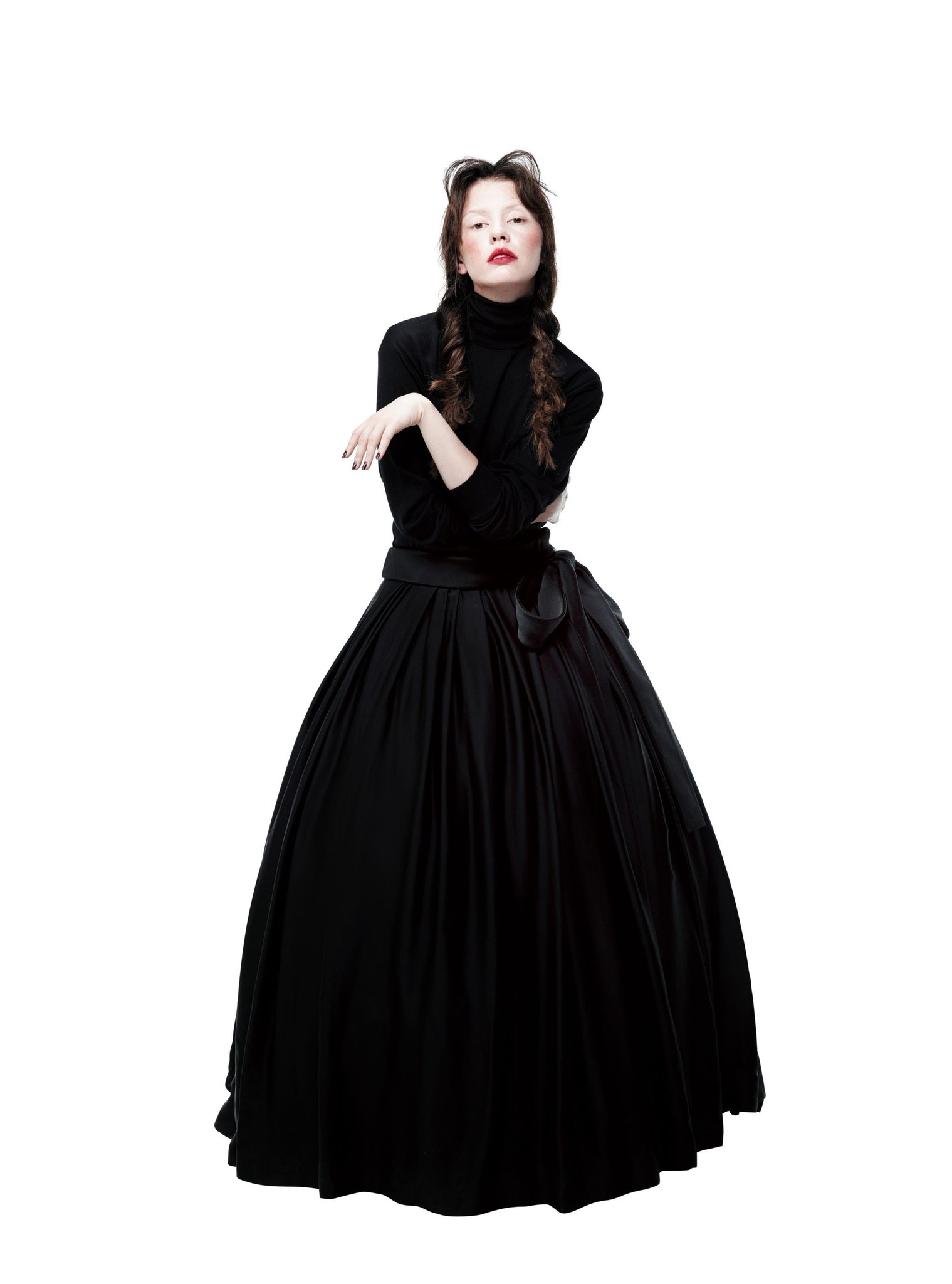 3 4 sleeve long black dress BRIANNA (Style #152) - High Scoop Neck, 3/4 Gown Size:US 8/EU L dissh_size_group_16 this dress is a Bar III Trendy Plus