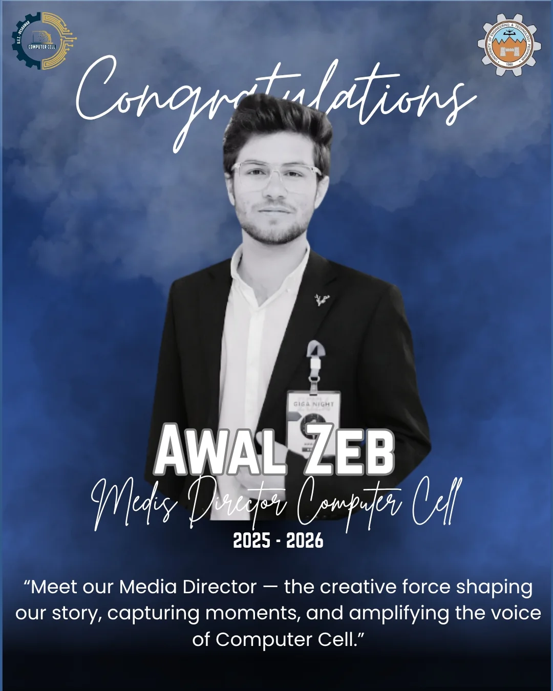 Computer - 🎥 Meet Awal Zeb — our new Media Wing Head! The lens through ...