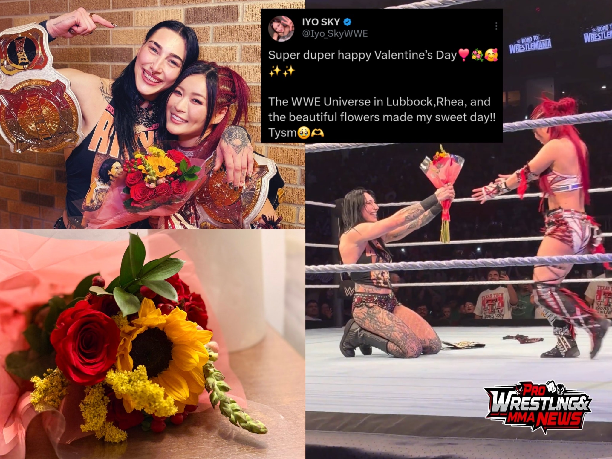 Pro - Iyo Sky thanks Rhea Ripley for the Valentines Day Flowers 💐 ️ ...