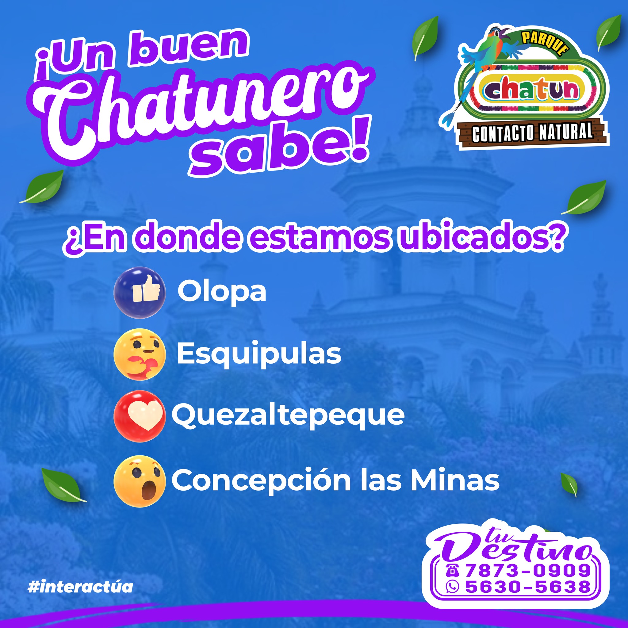 Parque Chatun - ¡𝐔𝐧 𝐛𝐮𝐞𝐧 𝐂𝐡𝐚𝐭𝐮𝐧𝐞𝐫𝐨 𝐬𝐚𝐛𝐞! 🧐🤔 ¿Sabes en qué... | Facebook
