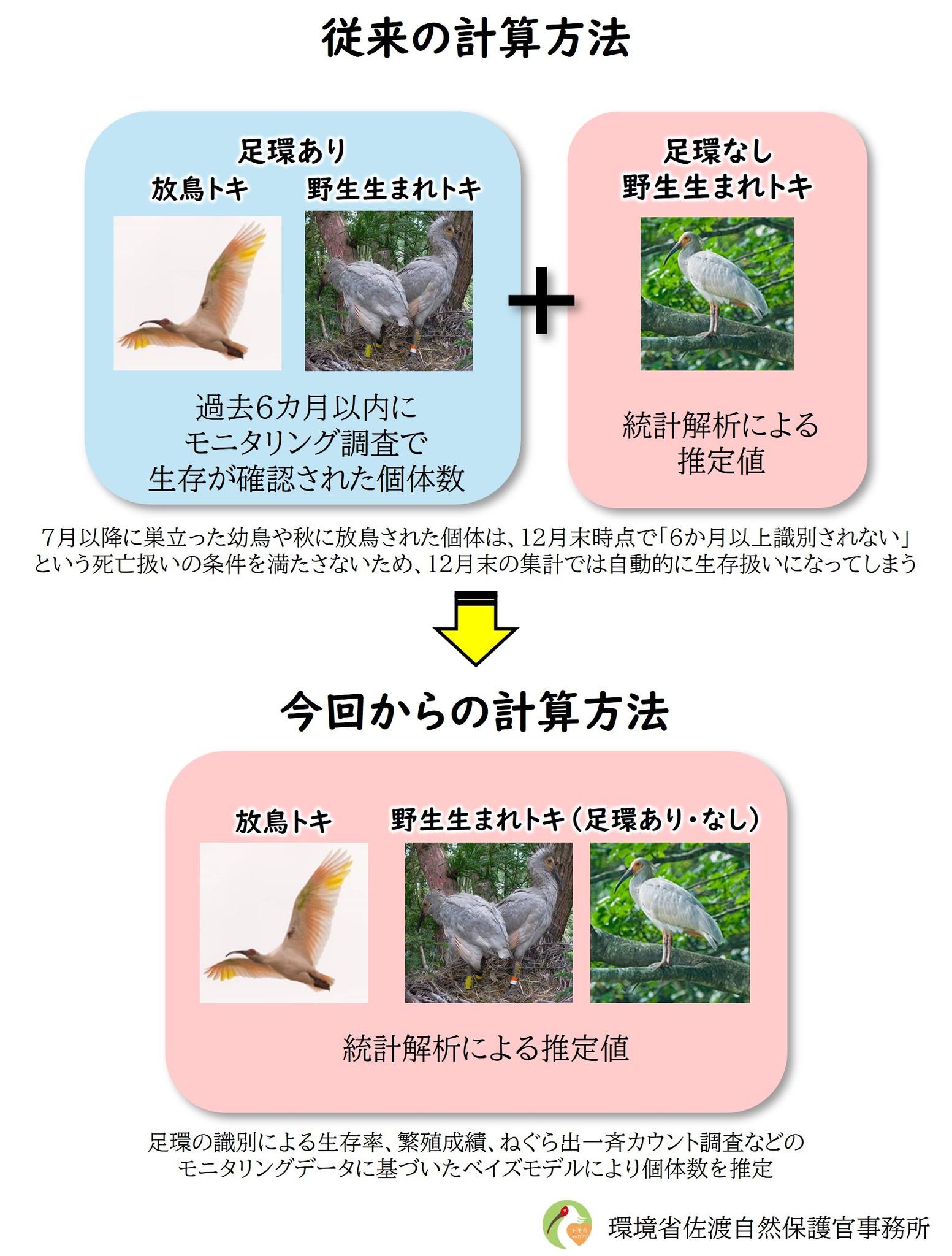 環境省佐渡自然保護官事務所 Sado - 野生下で生存しているトキの推定 