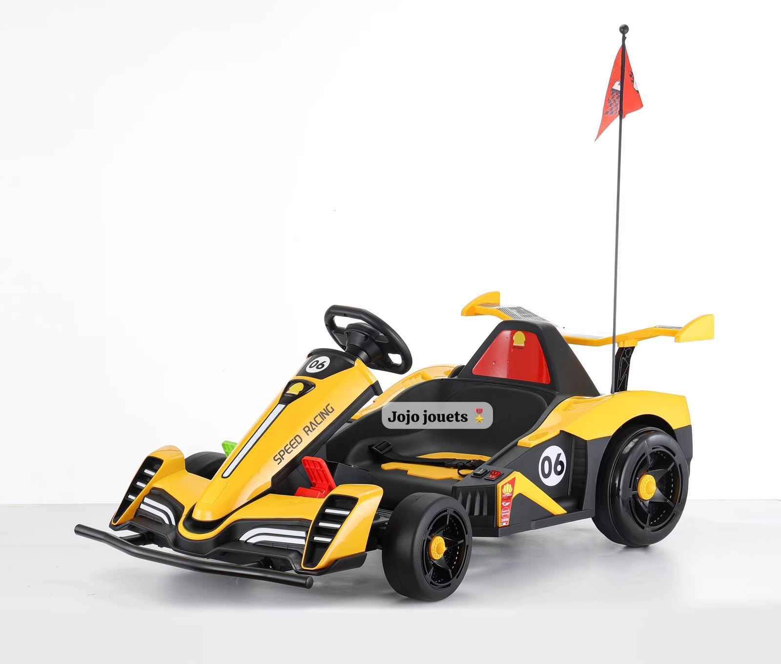 Kart De Drift électrique 24V – Moteur Brushless 180W, Dérive, Pneus Spéciaux, Siège Confort, Jaune, Pour Enfant Dès 6 Ans