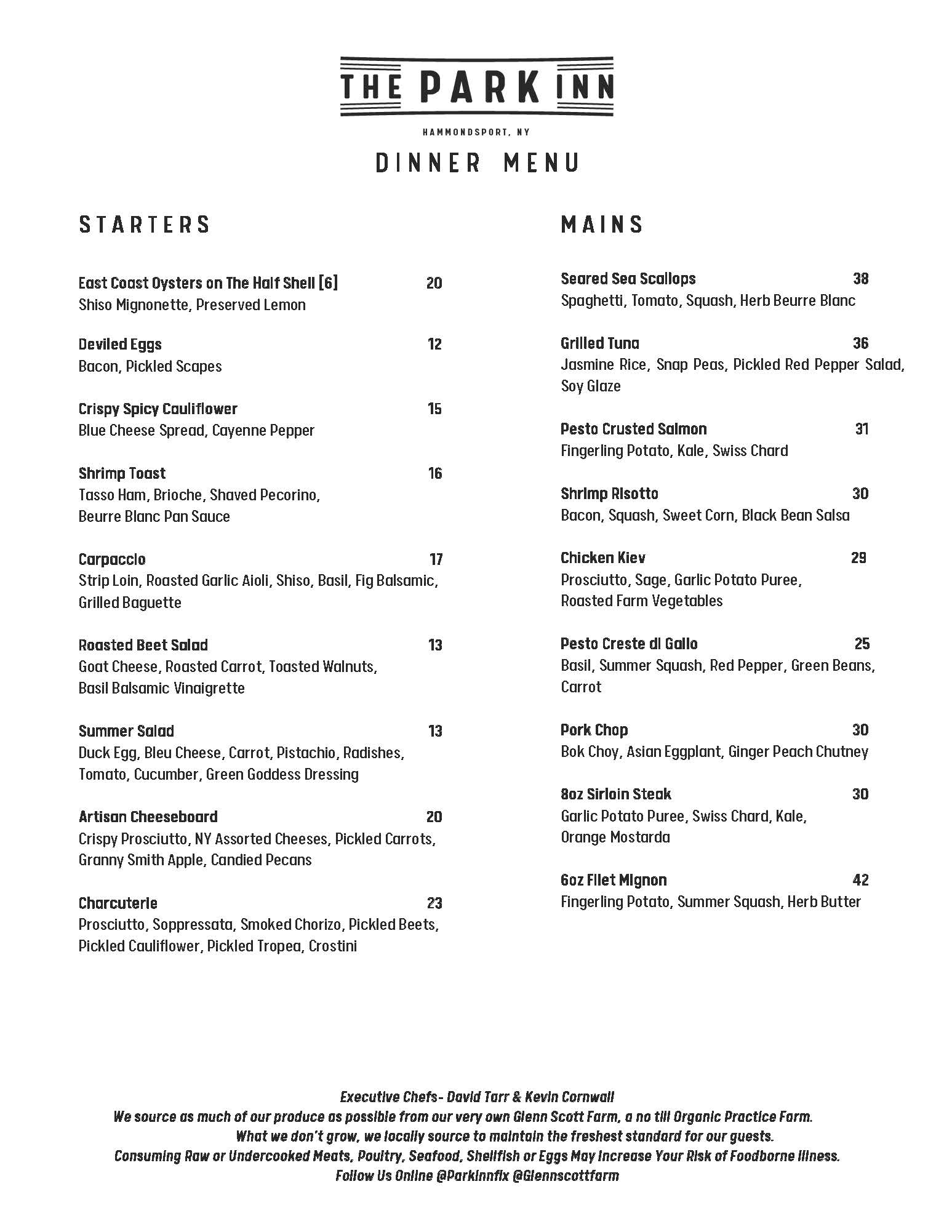 The Park Inn - New menu tonight! 🔥 | Facebook