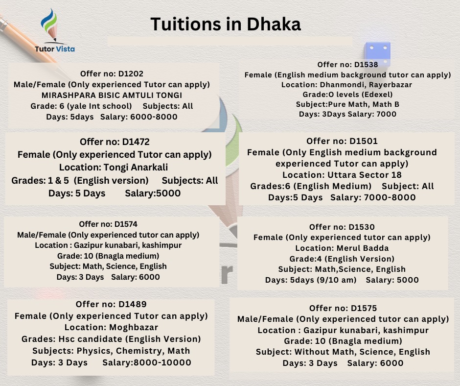 Tutor Vista Tuitions | Dhaka