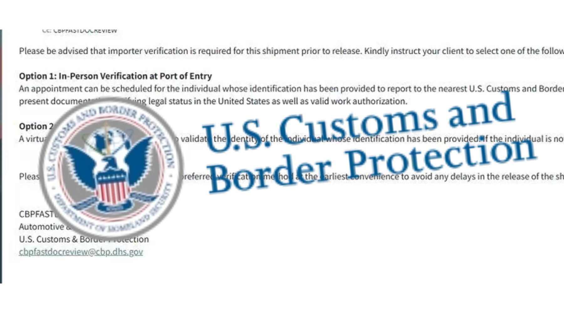 TPL - U.S. Importers: CBP Fast Doc Review Update CBP has enhanced ...