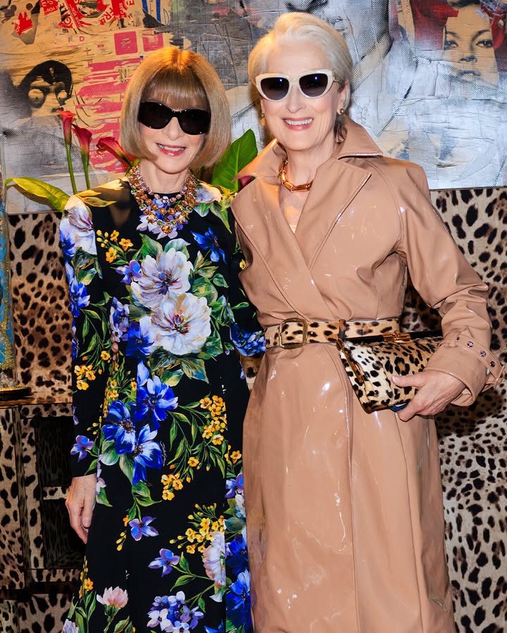 Dame Helen Mirren and Anna Wintour twinned in the front row at the