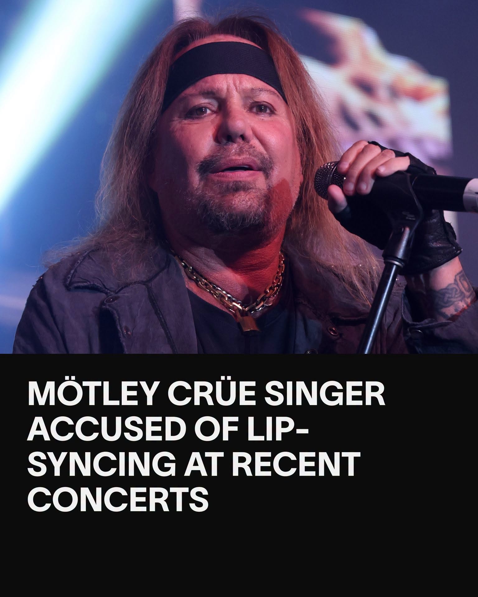 Mötley Crüe fans are accusing Vince Neil of lip-syncing. Videos from recent shows have gone viral, including one from July 7th where Neil lowers the mic to his side while his vocals