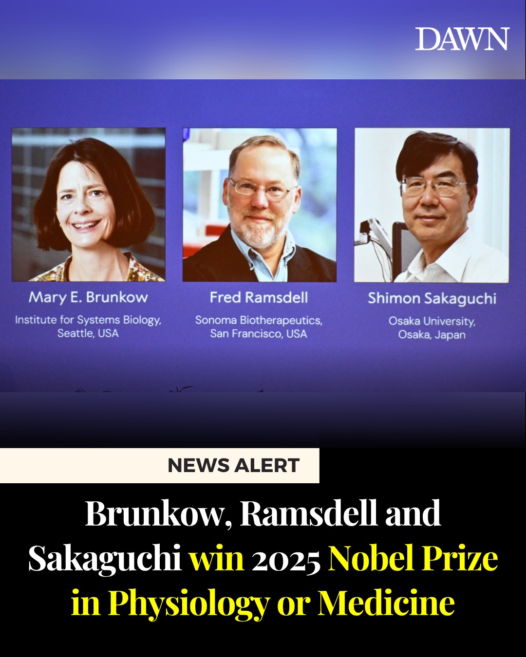 Dawn.com - American scientists Mary Brunkow, Fred Ramsdell... | Facebook