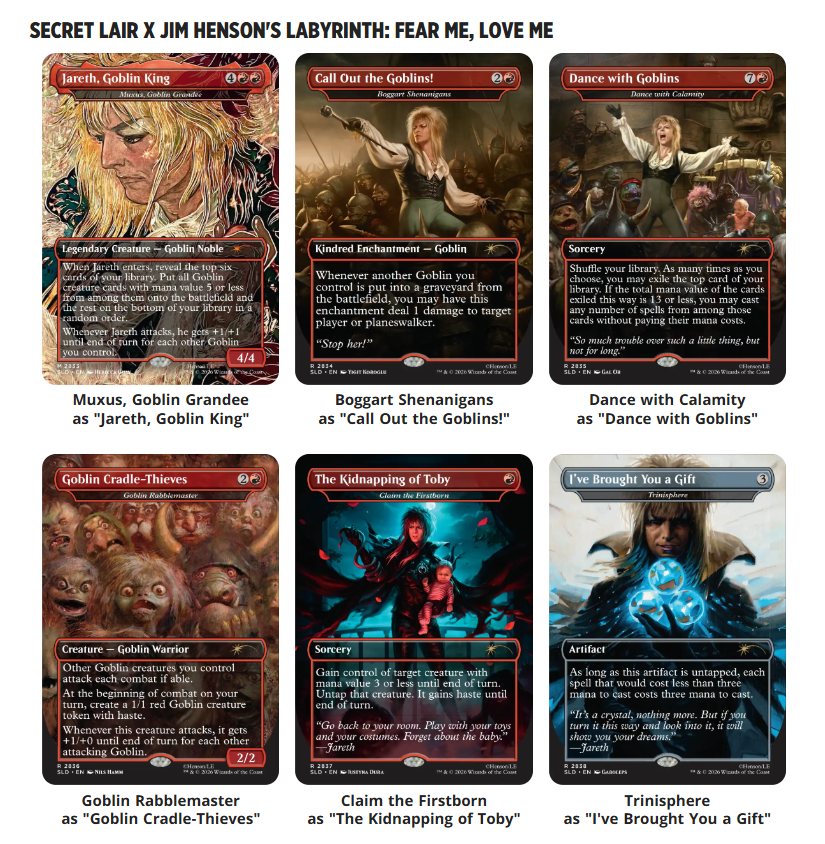 Secret lair x jim henson's labyrinth mtg cards